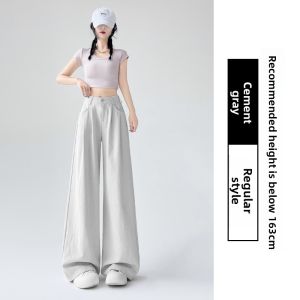 miiow | High Waist Loose Straight Leg Suit Pants Womens Drapey Casual Wide Leg Trousers New 2025 Slimming MiiOW Cat Person Pants