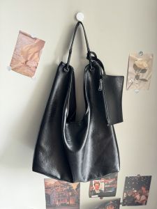 Dongdaemun Large Capacity Double-Child Bag Shoulder Tote Bag Female 2024 Best Selling Texture PU Leather Underarm Shopping Bag