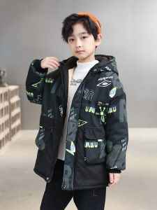 เสื้อแจ็คเก็ตผ้าฝ้ายหนาสำหรับเด็กชาย ฤดูหนาว 2025 ใหม่ เสื้อผ้าเด็ก แฟชั่น อบอุ่น แขนยาว ปกขนสัตว์ ทรงหลวม ปกติ