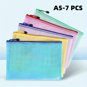 A5 Mesh Zipper Bag Waterproof Storage Bag For Storing Documents Receipts Handicrafts Puzzles And Board Games