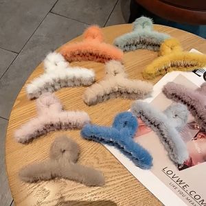 LOCA Jedai Bulu Halus Motif Polos Jepit Rambut Gaya Korea Warna Soft Aksesoris Rambut Wanita Import