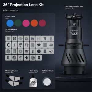 Bowens Mount Optical Snoot Projector with 19° 36° Lens 30 Gobos & Filters for Studio LED Flash Light