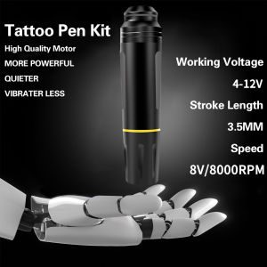 POSEIDON Tattoo Kit-Tattoo Pen with 10Pcs Tattoo Needles Cartridge and Wireless Power Suppliy Tattoo Machine and Tattoo Supplies for Artist