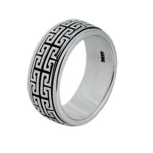 BOCAI New Real 100% S925 Silver Jewelry Rotatable Man Ring Retro Domineering Great Wall Pattern Couple Style Good Luck