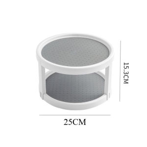 LMETJMA 2 Tier Lazy Susan Organizer Non Skid Spice Rack Turntable 360 Degree Rotating Seasoning Organizer For Pantry Cabinet