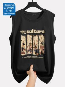 Jeanswest Life Pure Cotton Vest Men Summer 2024 New Breathable Shoulder Boys American Sleeveless T-shirt Male Model M