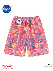 Wassup Panda Summer Floral Ice Silk Loose Casual Beach Vacation Five-Quarter Length Shorts for Men Quick-Drying Comfortable Fit