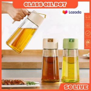 【SG Stock】 630ml Kitchen Glass Oil Pot Jar Automatic Open Close Soy Sauce Bottle Glass Seasoning Spice Storage Container