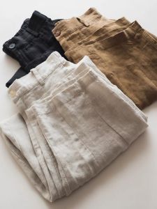 Retro High Waist Wide Leg Pants Womens Loose Slimming Thin Linen Casual Long Trousers Summer New Arrival Pure Color