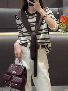 Shalldoer | Bộ đồ hai mảnh thời trang phong cách Hàn Quốc cho nữ mùa thu quần jeans denim sọc màu khối thời trang thường ngày