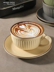 MONGDIO | Vintage Elegant Ceramic Coffee Cup Set for Latte