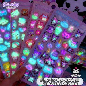3D Glowing Sticker Cartoon Decorative Crystal Stickers Nontoxic For Kids