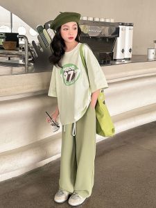 Girls Summer Outfit Set 2025 New Fashion Childrens Clothes Short Sleeve Two-Piece Set Cotton Material Daily Wear for Big Kids