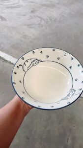 ชามเซรามิค ขนาด 8 นิ้ว ชามกระเบื้อง ทรงปากบาน  สำหรับใส่อาหาร เข้าไมโครเวฟได้