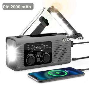 Đèn LED Khẩn Cấp Chuyên Nghiệp Tích Hợp Radio Năng Lượng Mặt Trời Sạc Tay Quay Chống Nước Đèn Pin Di Động 4000/2000mAh Dùng Cho Trường Hợp Khẩn Cấp