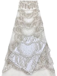 5 Yards Beaded Lace Fabric 2026 Luxury African Sequins Heavy Lace Fabric Nigerian Groom Embroidery Lace Party Prom Dress AT2842