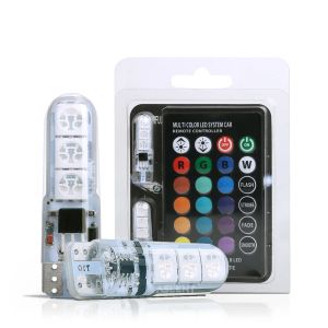 1set Memory Function T10 W5w RGB LED Bulb Remote Control Car Interior Lighting Reading Wedge Dome Trunk License Plate Light 12V