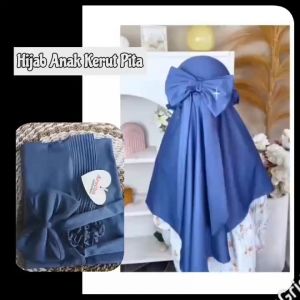 Hijab Anak Rempel Tali Pita Untuk Umur 3-6 Tahun