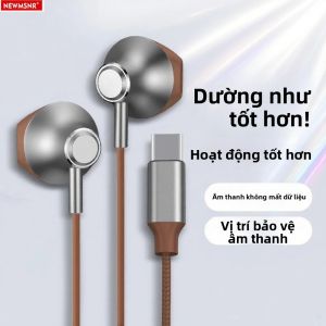 Tai Nghe 9D Âm Trầm Vòm Điều Khiển Có Dây Micro HD Dành Cho iPhone 15/16 Samsung - Cổng Type C & 3.5mm Cách Ly Âm Thanh Động