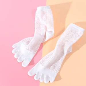 Toe Socks Summer Socks Knee Socks Mesh Japanese Style White in Thin Section Cut Out Breathable Sweat Absorbing Mid-Top Split Toe Five-Toe Women