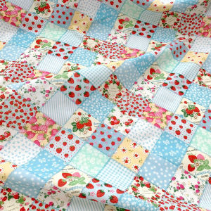 145cm Wide Strawberry Flowers Puzzle Cotton Fabric Patchwork Sewing Quilting Needlework Cloth Sewing Summer Dress Bedding Sheet