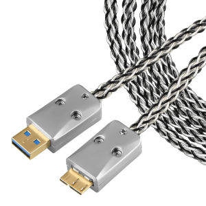Silver Plated Data Cable USB3.0 a to MicroB Mobile Hard Disk Audio Decoder a to B Square Line High Fidelity Consumer Electronics
