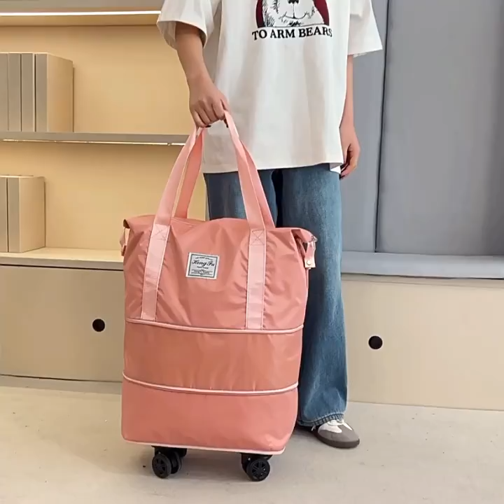 Travel Bag Waterproof With Removable Wheels Student Business Trip Storage Bag Expandable Luggage Bag