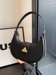 Retro High-End Underarm Small Bag Womens Fashion Casual Dumpling Bag Simple Trendy Single Shoulder Bag Soft PU Lock Buckle Clutch