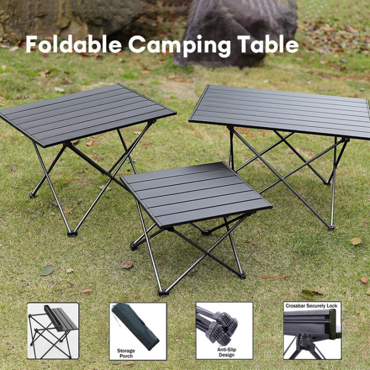 Portable outdoor camping table foldable picnic table stable aluminum ...