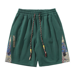 WUKONGYOUHUO | Bear Embroidery Retro Style Loose Couple Shorts