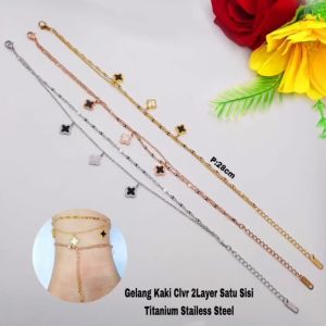 Gelang Kaki Wanita Motif Bunga Kupu-kupu Love&Krincing Imut Anti Karat Anti Luntur Stainless Steel