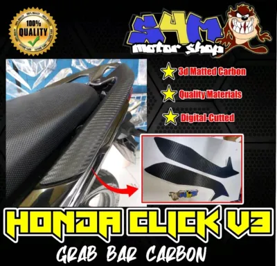 HONDA CLICK 125i Version 2&3 Stock Grab Bar Matted Carbon Sticker ~Anti-Scratch~