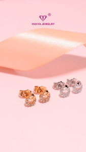 Yaxiya Anting Tusuk Wanita Permata Perhiasan Lapis Emas 18K 570