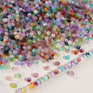 ลูกปัดแก้ว10กรัม/ถุง4มม. ลูกปัดตาแมวแบบหลวมสองสีสำหรับสร้อยข้อมือทำด้วยมือต่างหูสร้อยคอพวงกุญแจอุปกรณ์การทำเครื่องประดับหัตถกรรม DIY