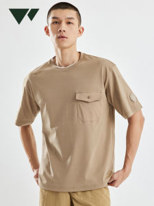 Septwolves Mens round Neck Short Sleeve T-Shirt Pure Cotton Breathable Casual Summer Top Fashion Urban Style Loose Fit Youth