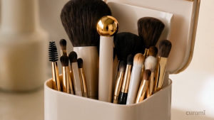 Curami Home Makeup Brush Holder Auto-Lift Dustproof Organiser Large Capacity Bekas Berus Makeup