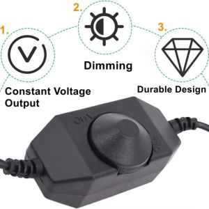 DC5V/12V 24V LED Knob Dimmer Switch DC USB Female To Male Extension Cord With Rotary ON OFF White Black Light Strip Controller
