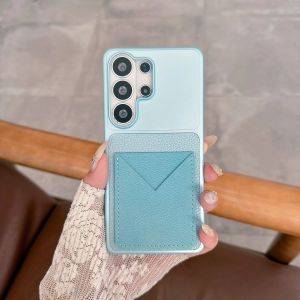 Luxury Litchi Leather V-Shaped Envelope Pocket Wallet For Samsung Galaxy S26 S25 S24 S23 Ultra FE Plus Camera Protection Cover