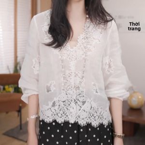 SHUAIYUE | Áo Dài Tay Thêu Ren Sang Trọng