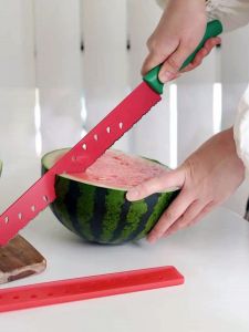 Xiaohongshu Same Style Internet Celebrity Watermelon Cutting Dedicated Knife Tools Long Bread Cutting Cake Saw Knife Baking Handy Gadget Large
