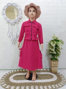 BAJU Set Rok Bomber Cargo Viral set rok 3 in 1 anak perempuan usia 5-10 tahun