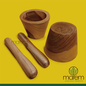 Lumpang Alu Kayu Jati | Lumpang Jati | Penumbuk Bumbu Kayu Jati B