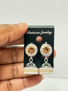 NJ Premium Silver Base Mini Jhumka Earrings