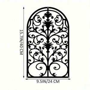CIFbuy | Vintage Ornate Metal Window Frame Wall Decor - Gothic Cathedral Arch Sculpture Rustic Industrial Farmhouse Decor