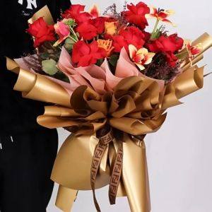 Kertas Buket Bunga Kado Warna Metalik Metal Colored Film Flower Wrapping Paper Ecer Perlembar KB6103
