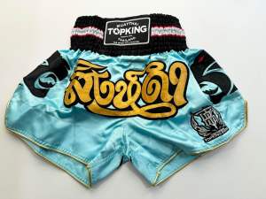 TKB Top King Boxing Muay Thai Fight Shorts TKBTS045 Singdam Light Blue Black