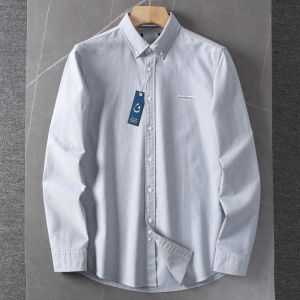 198 Quality Pure Cotton Oxford Long Sleeve Shirt Coat Mens Spring & Fall Pure Color Business All-Match Casual Cotton Shirt