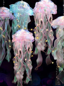 Glowing Jellyfish Ceiling Decoration Hotel Pendant Ornament Laser Paper DIY Rainbow Hanging Decoration Festival Supplies