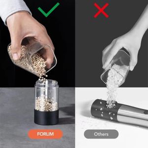 1pc/2pcs MINI USB Rechargeable Automatic Pepper Grinder Adjustable Coarseness Salt And Pepper Mill for Kitchen Spice Grinder