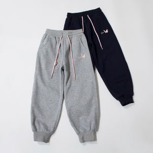 Fleece Lined Orange Butterfly All-In-One Fleece Winter Sports Pants for Girls 130-170cm Long Trousers Sweet Style